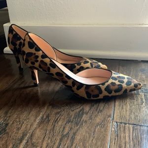 J Crew Leopard Calf Hair Heels